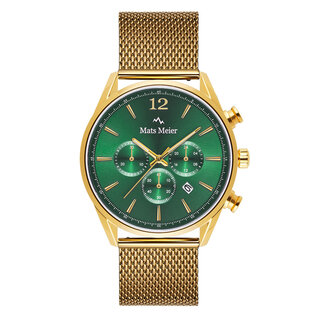 Mats Meier Grand Cornier chronograph mens watch green / gold colored mesh