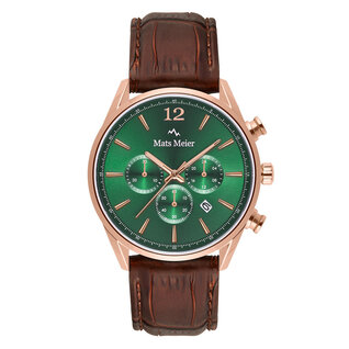 Mats Meier Grand Cornier chronograph mens watch green / rose gold colored / brown