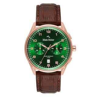 Mats Meier Mont Vélan chronograph mens watch green / rose gold colored / brown