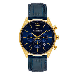 Mats Meier Grand Cornier montre chronographe bleu / couleur or