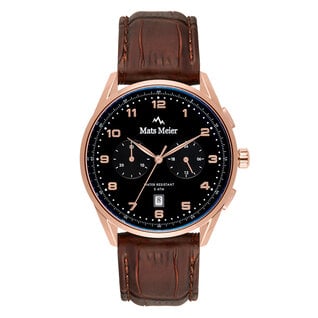 Mats Meier Mont Vélan chronograph mens watch black / rose gold colored / brown