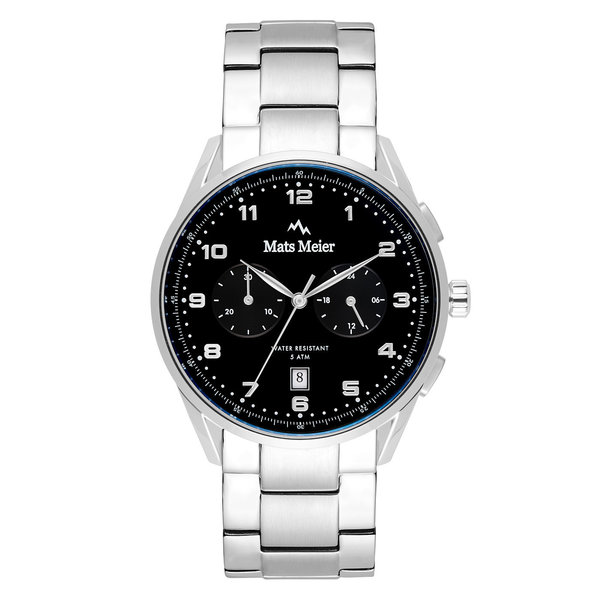 Mats Meier Mont Vélan montre chronographe noir / acier couleur argent