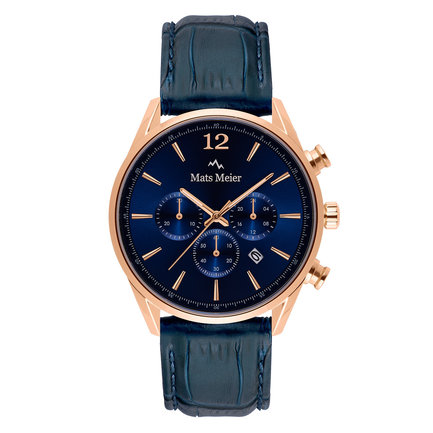 Mats Meier Grand Cornier chronograph Blau / Roségoldfarben