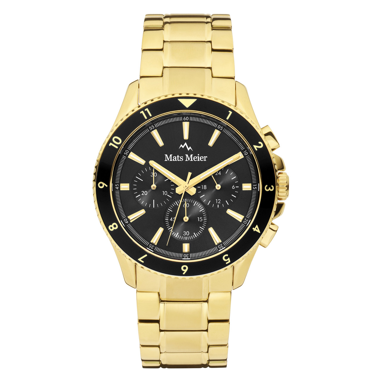Mats Meier - chronograph mens watch gold coloured black MM00509