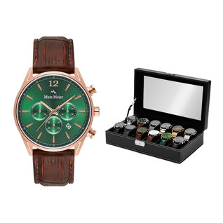 Mats Meier Grand Combin chronograph mens watch and watch box gift set