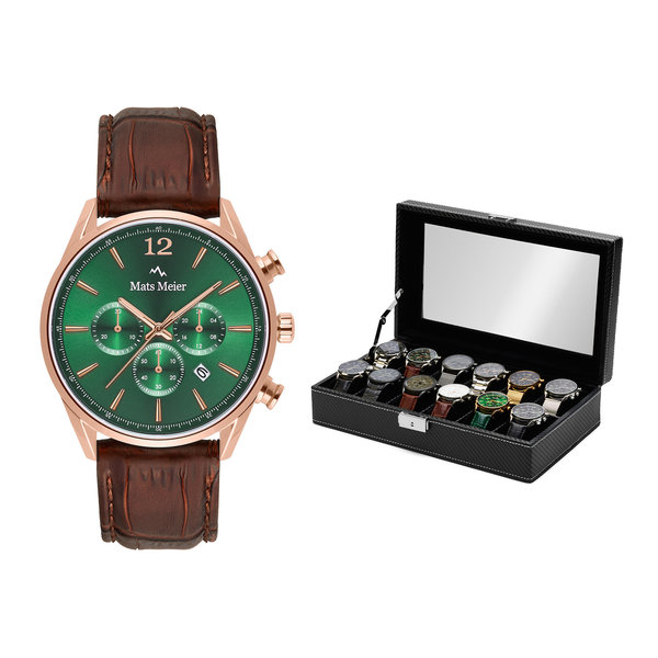 Mats Meier Grand Combin set de regalo con cronografo orologio da uomo e porta orologi