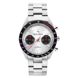 Mats Meier Arosa Racing chronograph mens watch silver coloured