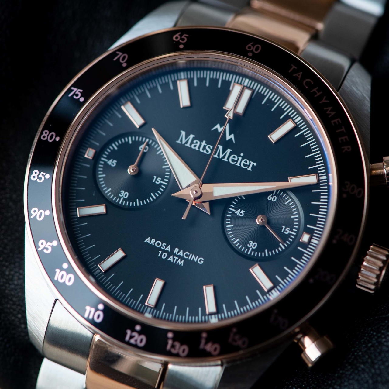 Mats Meier chronograph mens watch rose gold and black MM50006