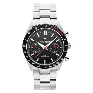 Mats Meier Arosa Racing chronograph mens watch silver coloured and black