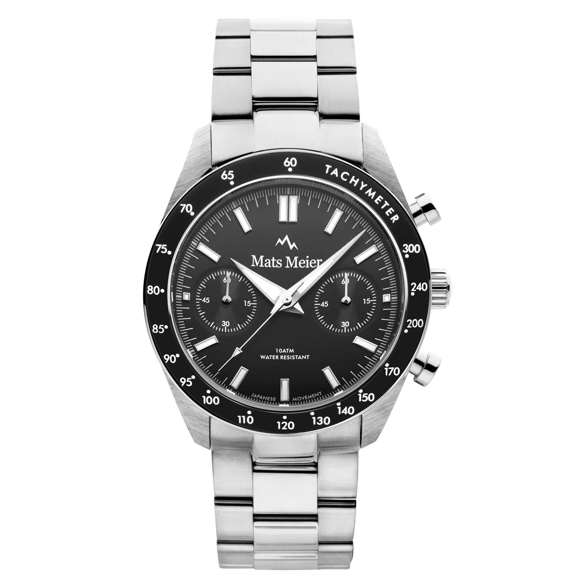 Mats Meier chronograph mens watch silver coloured and black MM50009
