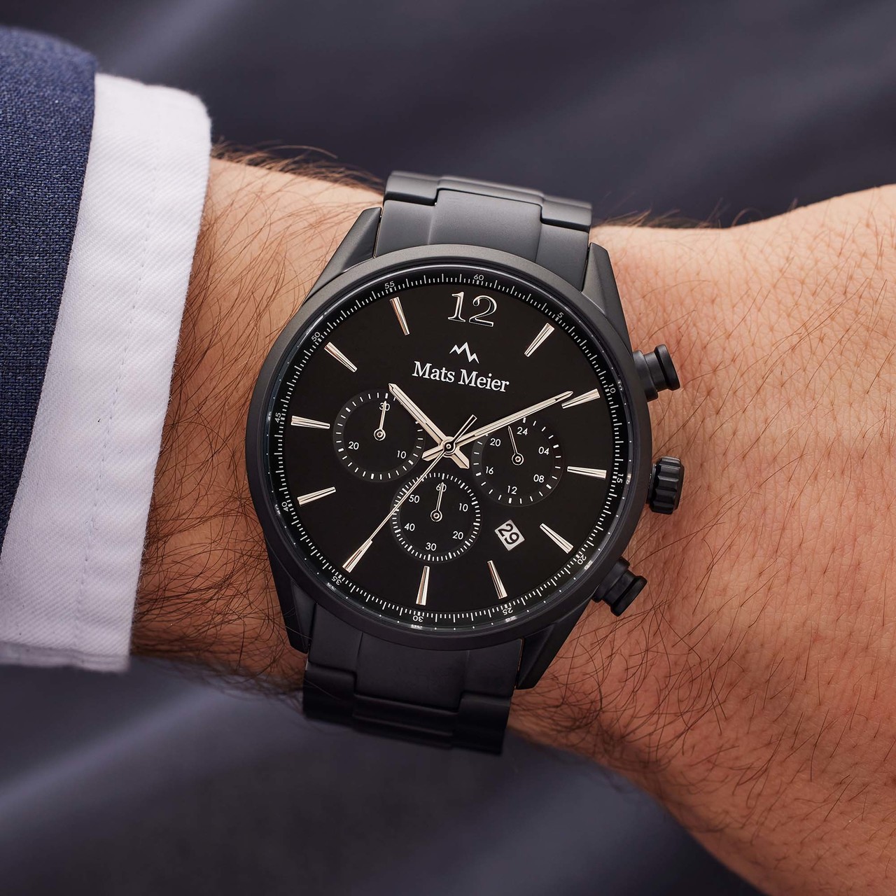 Grand Cornier steel black chronograph matte watch