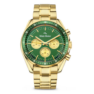 Mats Meier Arosa Racing chronograph mens watch gold coloured and green