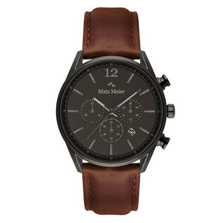 Mats Meier Grand Cornier chronograph mens watch gunmetal / dark brown