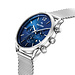 Mats Meier Grand Cornier chronograaf mesh herenhorloge zilverkleurig en blauw