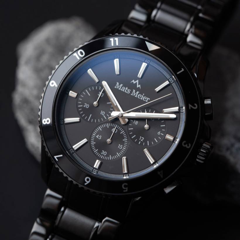 Mats Meier chronograph mens watch rose gold and black MM50006