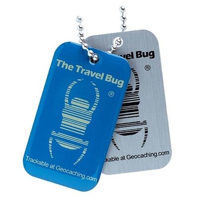 Geocaching QR Travel Bug® – Glow in the Dark - Blue