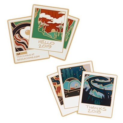 2018/2019 Last/First Geocoin en 2 Tags Set