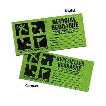 Klein cache label 4,5cm x 10cm