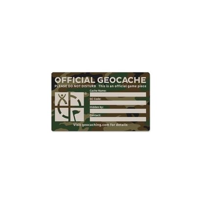 Large cache label camo green 8cm x 14cm