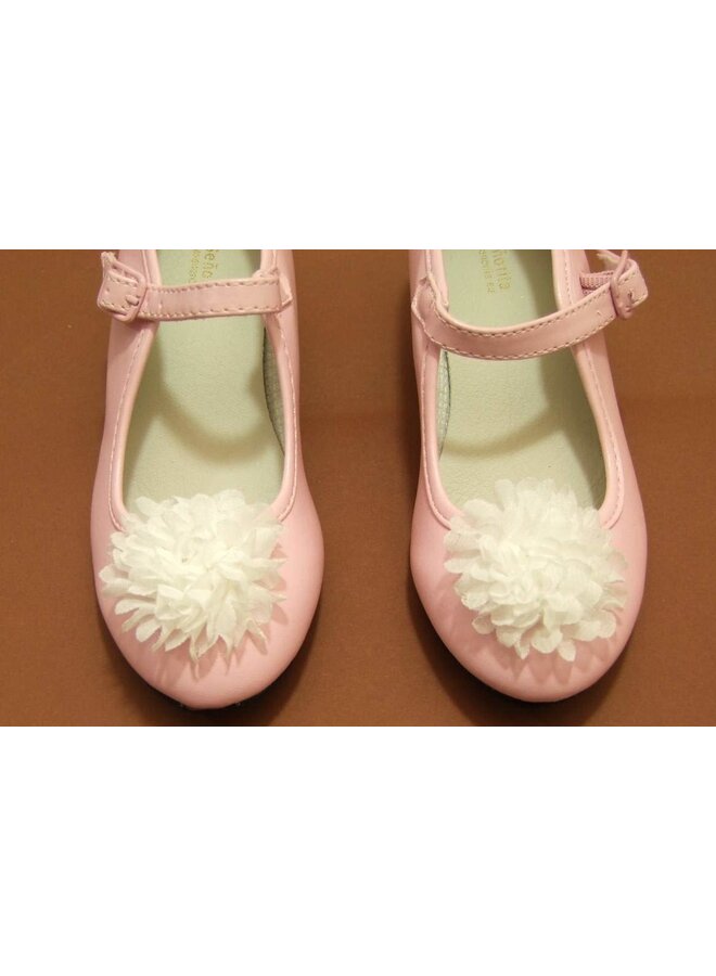 Gladde schoen met hakje en bloem Roze