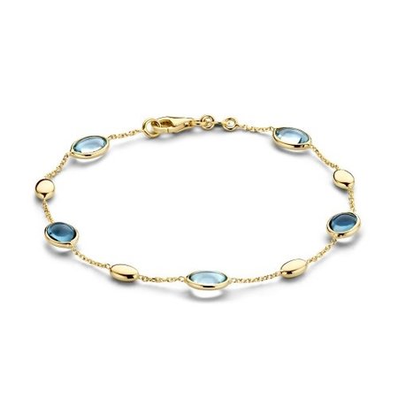 Mrs.Janssen Mrs.Janssen Armband 14k Geelgoud met londen blue topaas en blauw topaas 605526