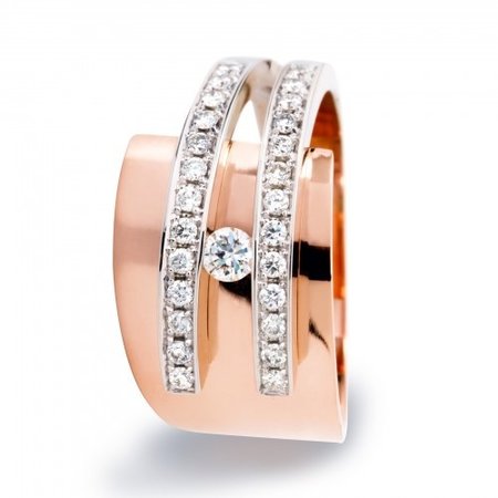 R&C R&C Ring Galla Riche 14k Bicolor met diamant RIN0052-PAVE-RW