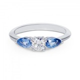 R&C R&C Ring Romance 14krt witgoud met briljant 0.36crt si river en blauw saffier R4039SAW