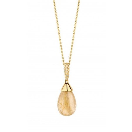 HuisCollectie HuisCollectie Collier 14k geelgoud met rutielkwarts en diamant 600851