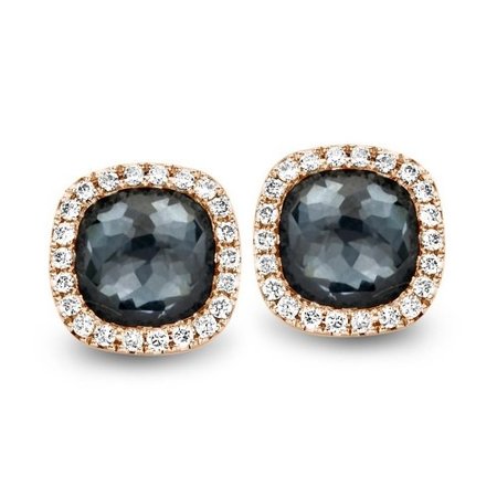 Tirisi Tirisi Milano Mini Sweeties Oorknoppen 18k roségoud met Hematiet en diamant TE9226HMP