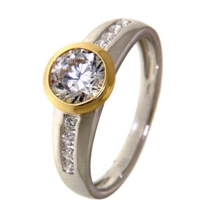 HuisCollectie HuisCollectie ring zilver met 14k geelgoud en zirkonia RF625153