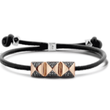 Tirisi Moda TIRISI Armband leder met bicolor studs en Markasiet TM2174BL(2P)