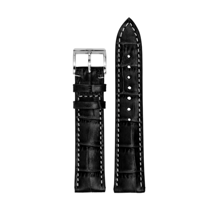 MeisterSinger MEISTERSINGER horlogeband 20MM zwart met wit stiksel SG01W