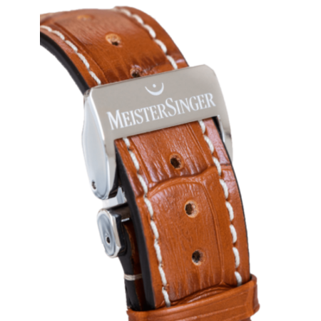 MeisterSinger MEISTERSINGER horlogeband 20MM Donker bruin met wit stiksel SG02W - Copy - Copy - Copy - Copy - Copy
