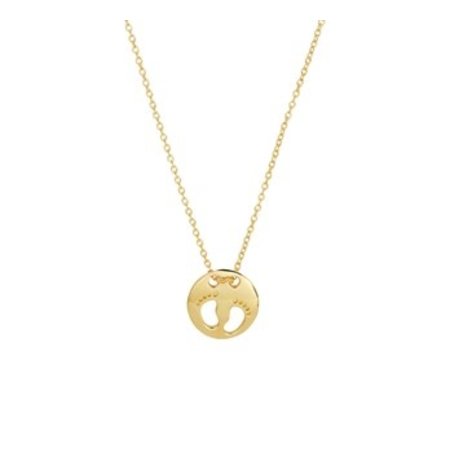 HuisCollectie 14 carat yellow gold necklace with round pendant with  little feet 44cm 606900