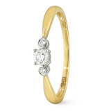 Mrs.Janssen MRS. JANSSEN 14 karaat geelgouden ring solitair 1-0.13ct HSI en 2-0.03ct HSI  608792