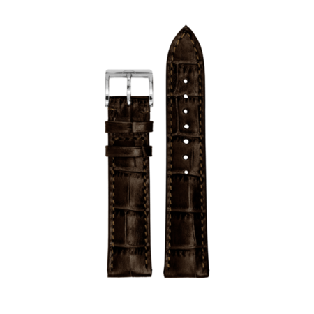 MeisterSinger MEISTERSINGER horlogeband donkerbruin croco imitatieprint 18mm met stalen gesp SG12