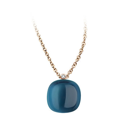 Bigli BIGLI Collier Mini Sweety 18k Roségoud met London Blue Topaas  20H34Rlobmp/42