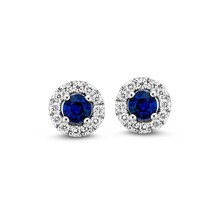 HuisCollectie Huiscollectie Oorstekers 14k witgoud met blauwe saffier en diamant 607623