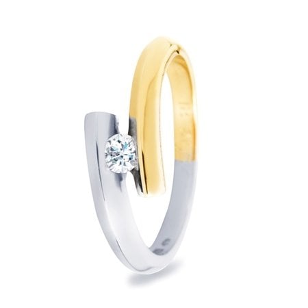 R&C R&C Ring Penelope 14k geel/witgoud met 0.08ct diamant RIN003M/GG/WG