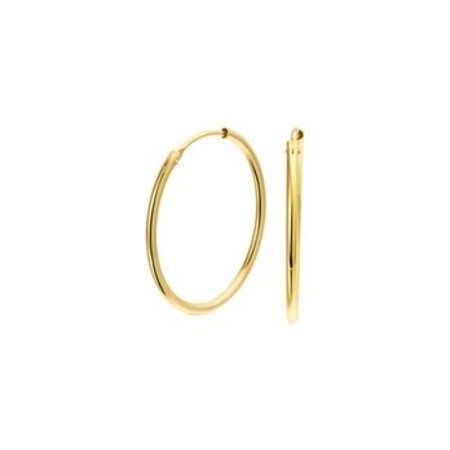 HuisCollectie HuisCollectie  oorringen met een ronde buis en een scharnier-sluiting 14k geelgoud  607406