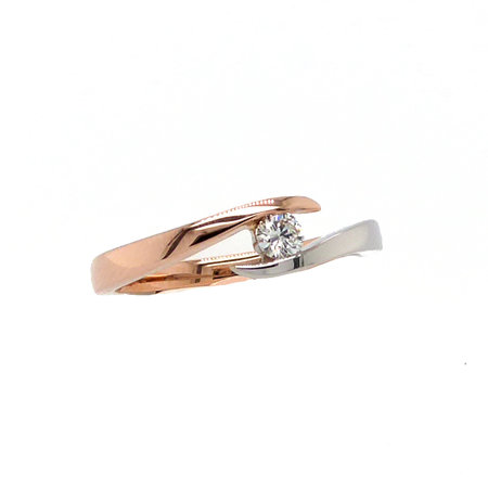 Mrs.Janssen MRS.Janssen Ring 14k bicolour witgouden met rosegouden slagring met diamant 0.25crt G/Si 605232