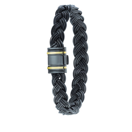 Albanu Albanu Armband Olifant 13mm  Zwart Pvd met Roségouden Sluiting 698N TEL OR