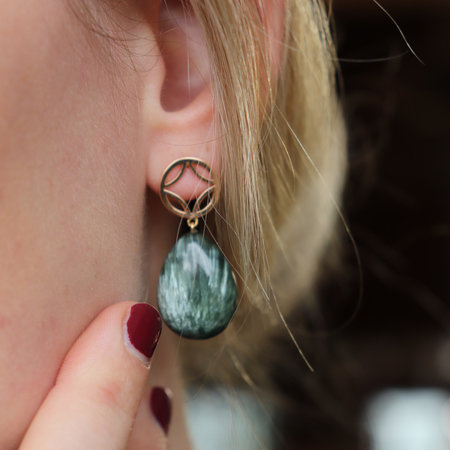 Mrs.Janssen Mrs.Janssen Oorhangers 18k roségoud met Seraphinit 602313