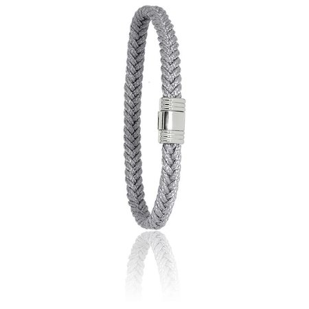 Albanu ALBANU Armband Cord grey met stalen sluiting 6mm-18.5cm