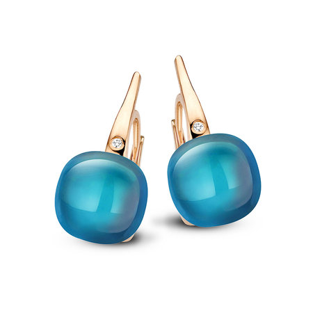 Bigli Bigli oorhangers Mini Sweety 18krt rose goud met London blue topaas 20O64Rlobmp