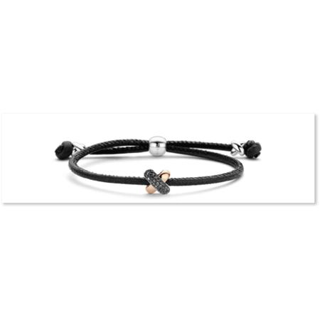 Tirisi Moda TIRISI Moda Armband Kisses leder met Bicolor kusje met Markasiet TM2135BL(2P)