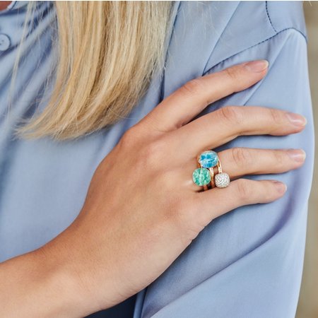 Bigli Bigli ring Mini Sweety 18krt geelgoud met witgoud  en 75 witte diamanten - 23R156YWdia