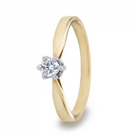 R&C R&C Ring Aumone 14k geelgoud met 0.05ct R/Si diamant RIN0029G-0.05SIR