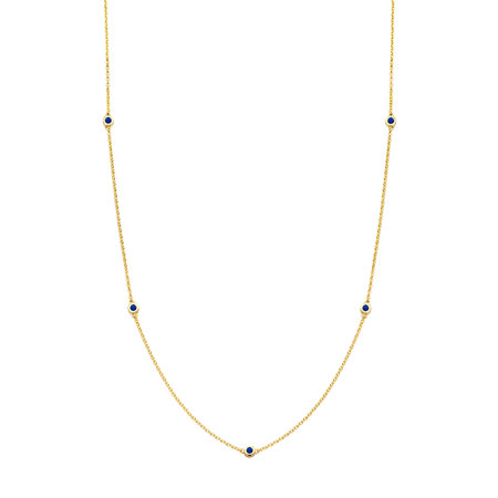 MissSpring Miss Spring Collier MSC604BSGG 14krt geelgoud Button met 5 blauw saffier