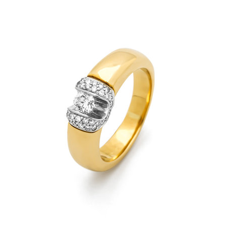 HuisCollectie HuisCollectie Ring 14k Geelgoud met diamant totaal 0.44ct TW/VVS  mt 52 -14449